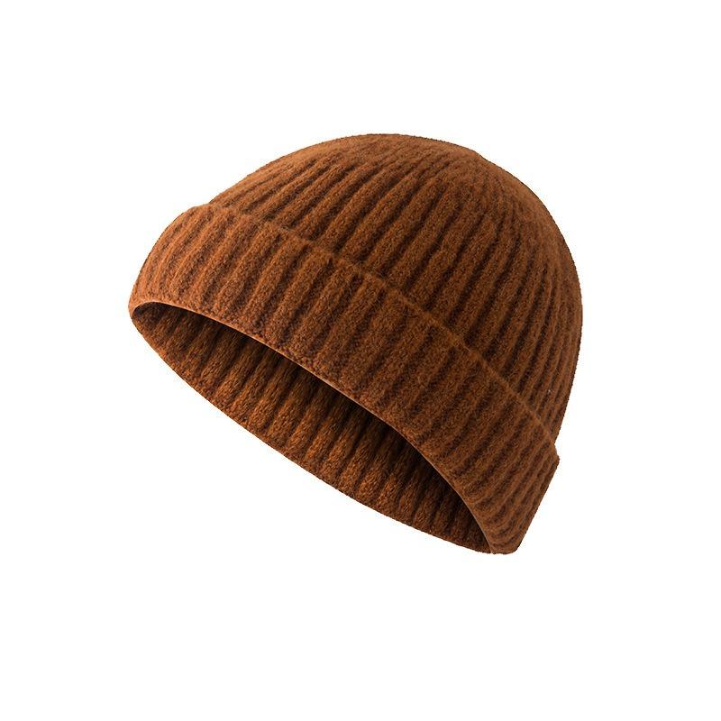 Hat knitted hat women's autumn and winter trendy brand core-spun yarn cold hat men's yuppie melon skin headhat