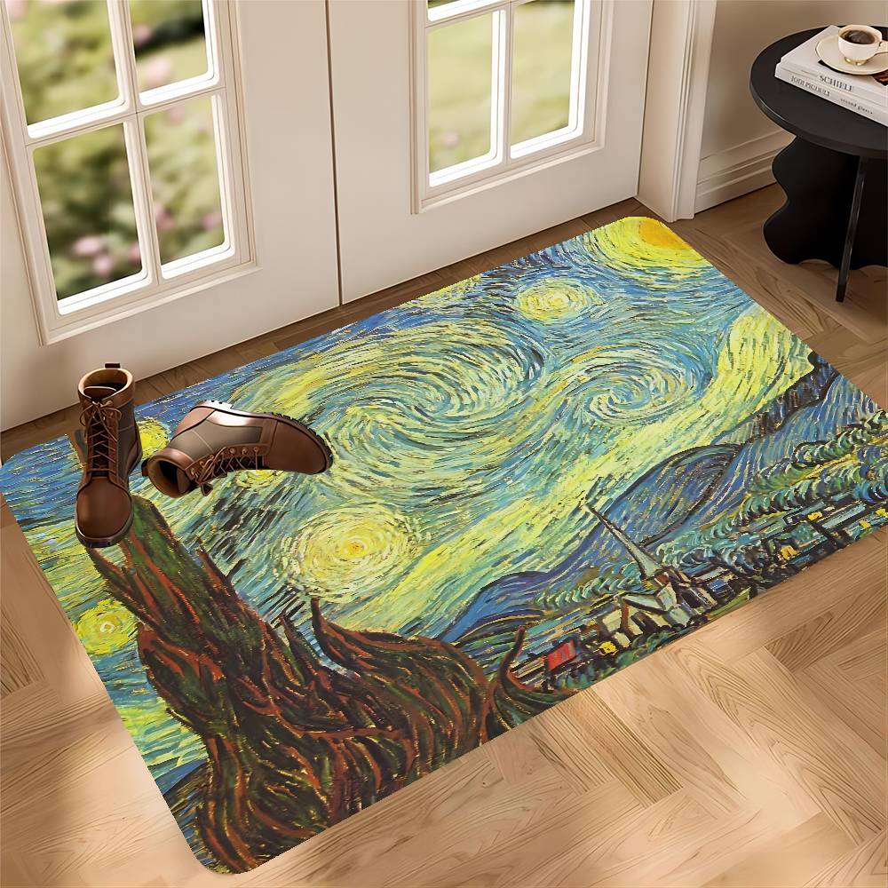 Starry Night Van Gogh Art Room Mats Nordic Style Home Doormat Bathroom-Toilet Mats Bedroom Hotel Decor Mat