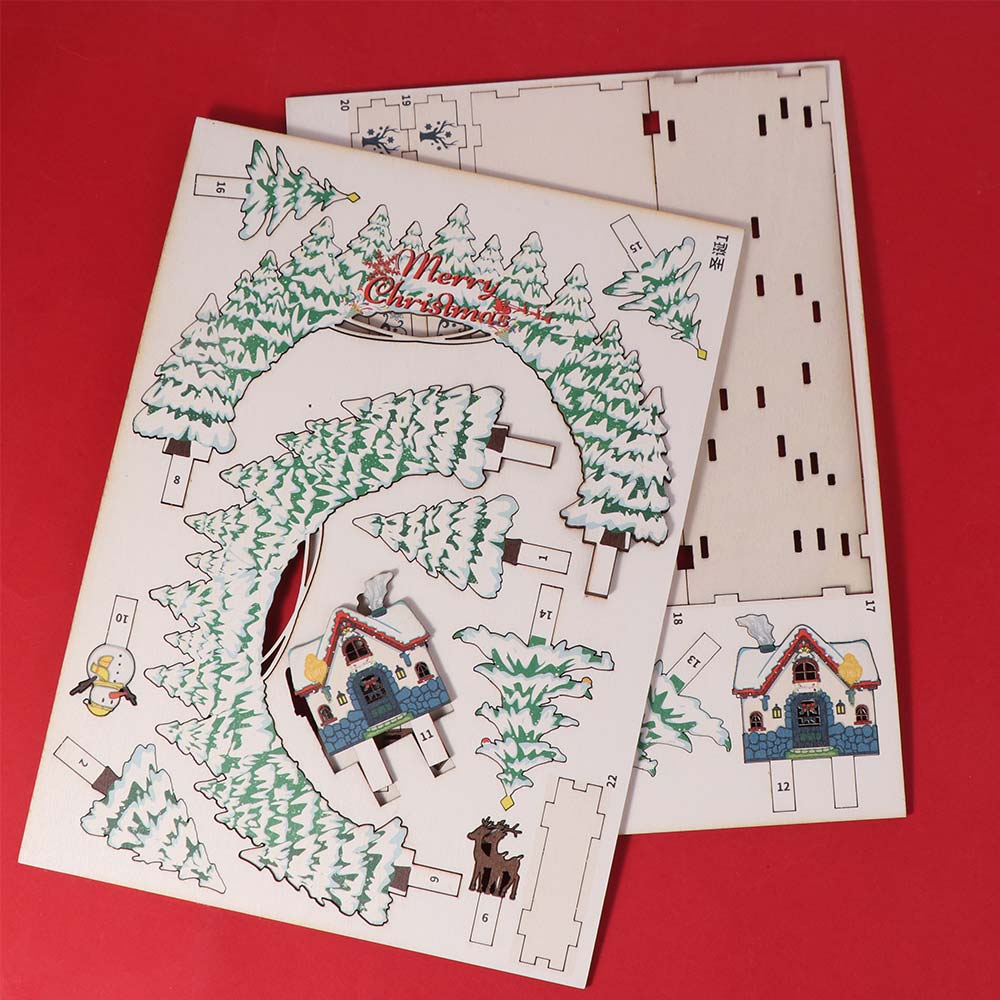 Handmade Xmas Village House Santa Claus Christmas DIY Assemble Christmas Wooden Ornament  Christmas