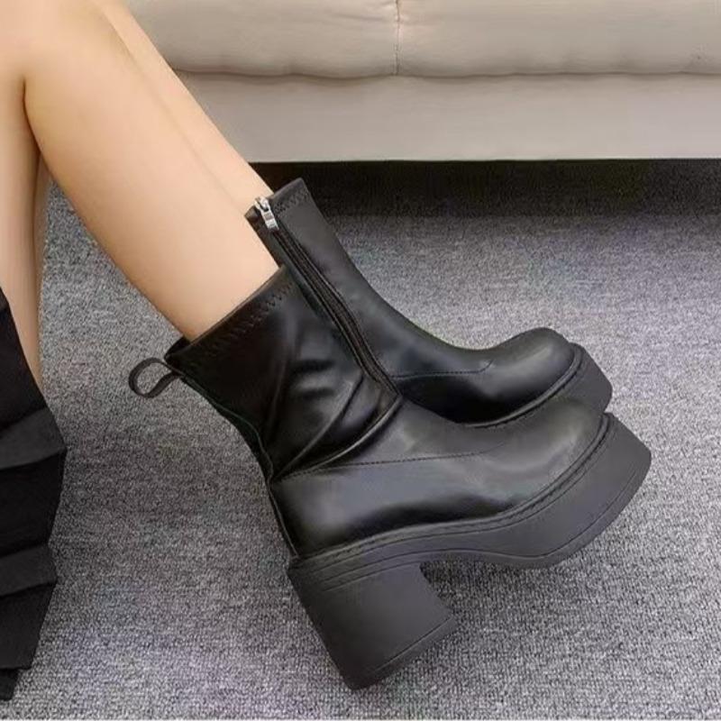 Fashion High Heels Women Ankle Boots Designer Platform Woman New Shoes 2025 Winter Fashion Chunky Pumps Dress Party Short Boots De Mujer