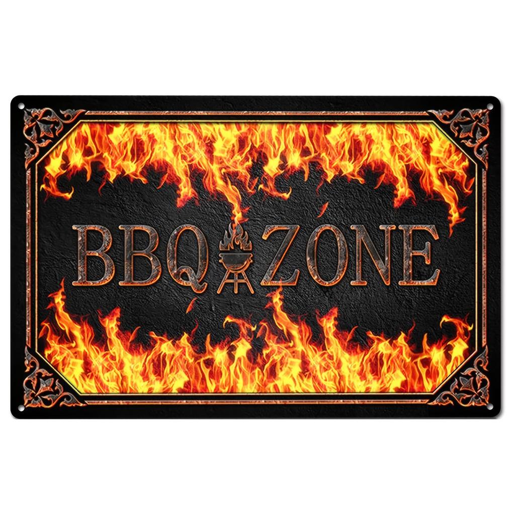 2D Metal Tin Sign Vintage BBQ ZONE Beer Posters Plaque Decorative Plates for Garage Club Man Cave Bar Home Cafe Wall Decor