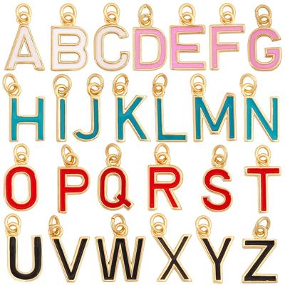 Initialen-Buchstaben A-Z Charm-Anhänger, Modisch Bunt Emaille Ölgetropft, 18 Karat Vergoldet, Schmuck Halsketten Zubehör S15