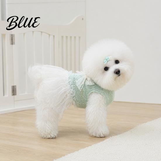 Small Dog Clothes Knitted Sleeveless Dress White Tutu Puppy Princess Cute Girl Dress