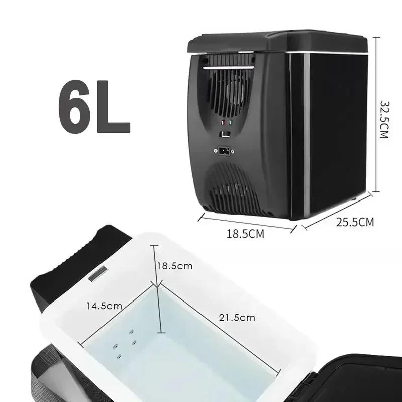 Frigorifero per auto, mini frigorifero, congelatore portatile, frigorifero a corrente continua da 12 V, refrigeratore termoelettrico da 6 litri per frutta.