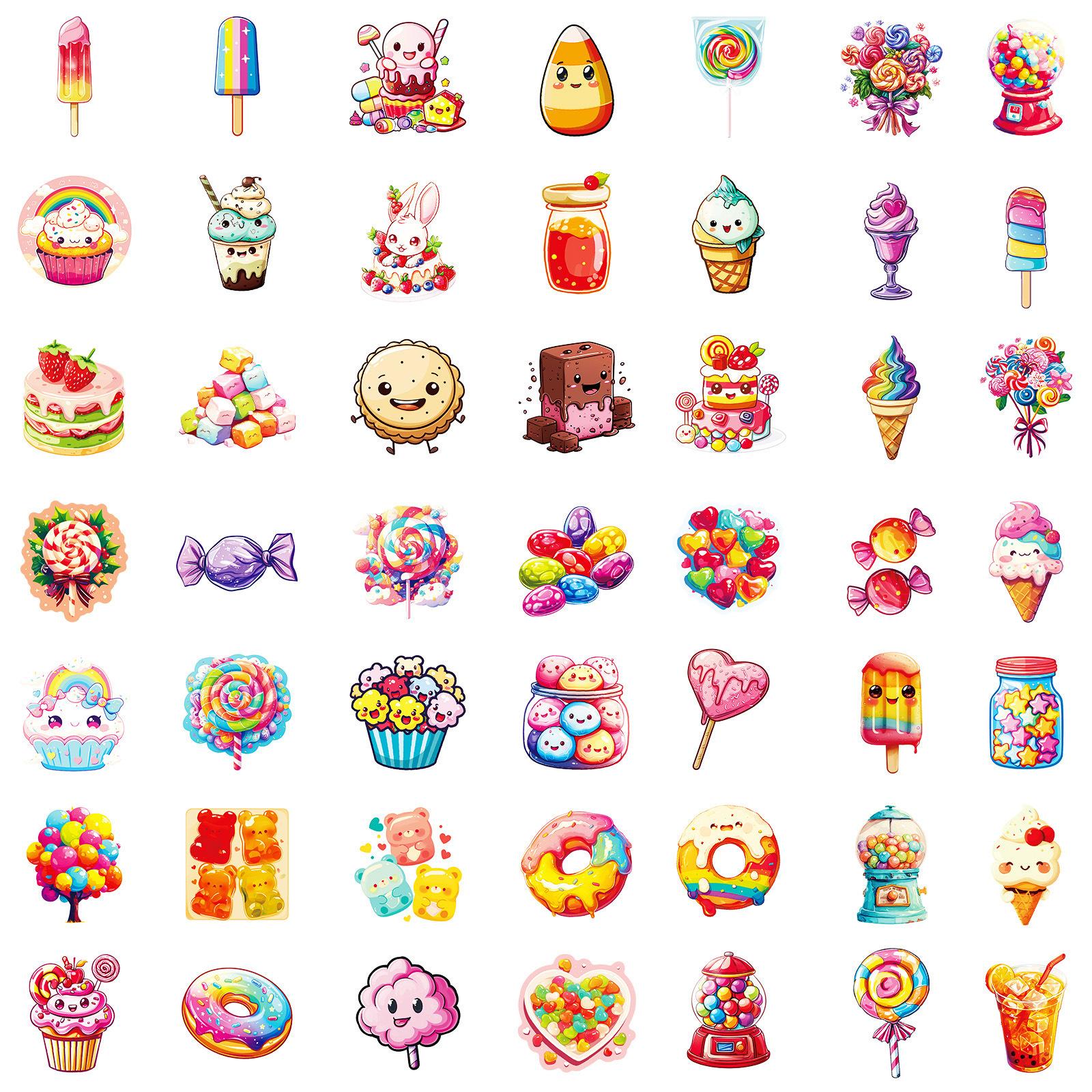 

100 Colorful Candy Cartoon Graffiti Stickers Lollipop Ice Cream DIY Decorative Point Girl Heart Stickers