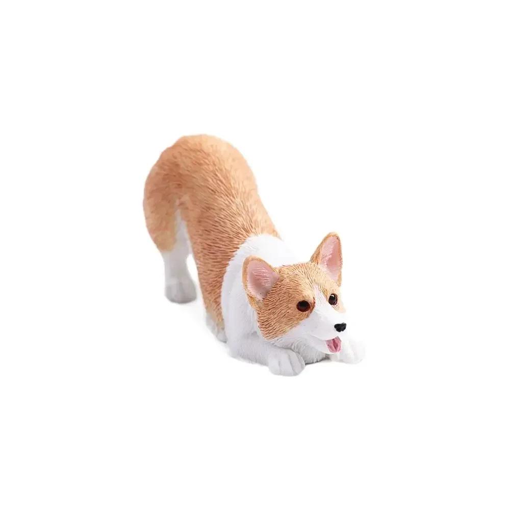 Figurines Mignonnes de Chiens de Simulation Miniatures Mini Animaux Corgi Modèle en Résine Ornement de Voiture pour Décoration de Maison Accessoires Cadeau pour Enfants