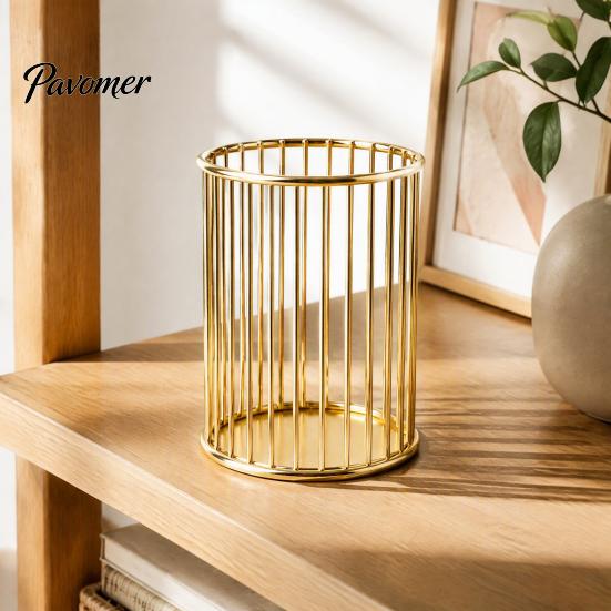 Office Supplies Storage Organizer Pen Holder/Storage Basket, Hollow Grid Iron Tube, Multipurpose Small Object Durable Pencil for Stationery And Makeup