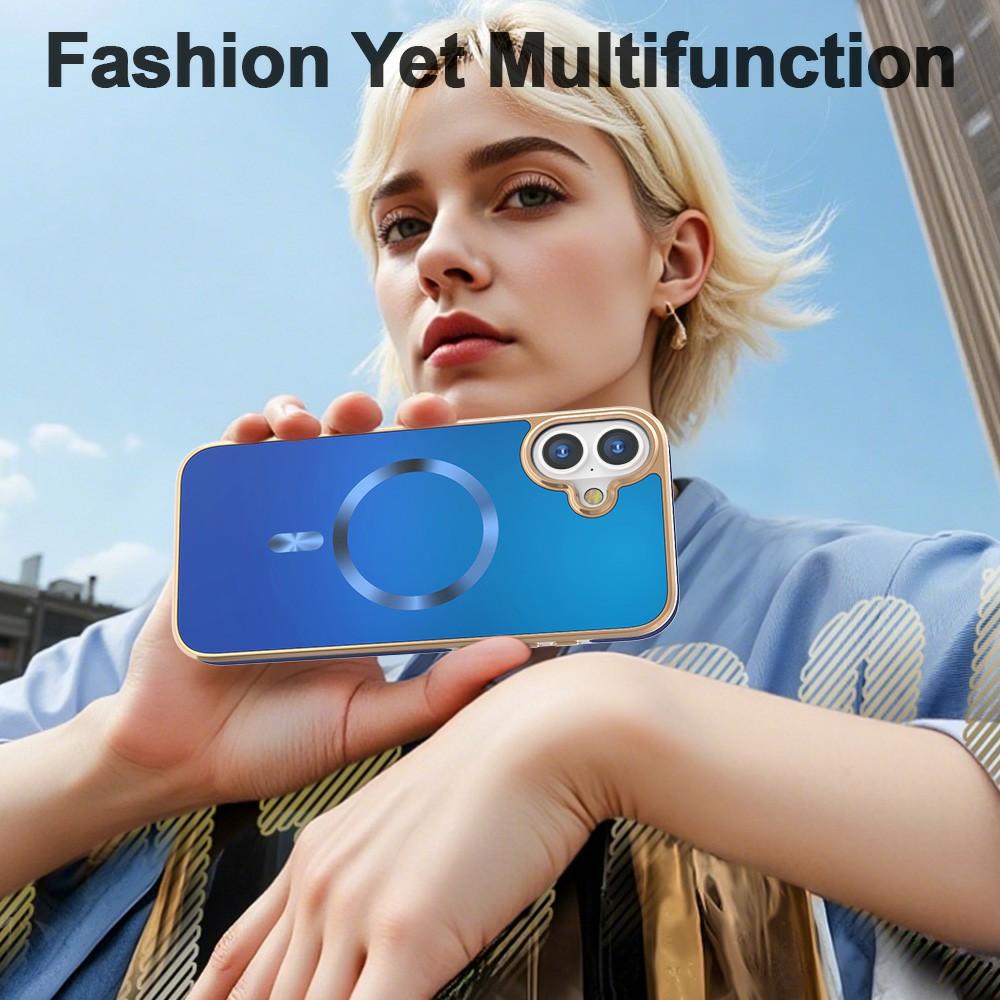 For iPhone 16 Plus Magnetic Case Electroplating Anti-Drop TPU+PC Phone Back Cover