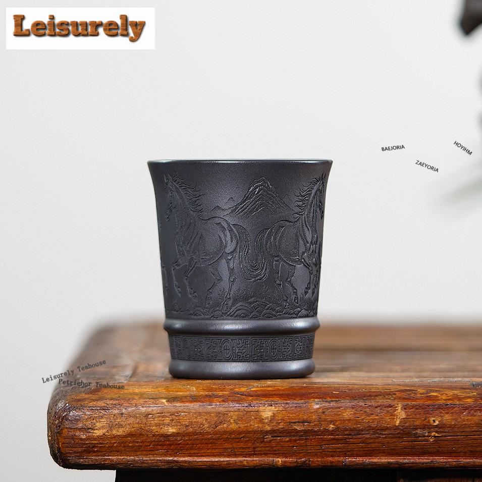 111ml Yixing Purple Clay Horse Teacup Japanese Tea Bowl Water Jug Tea-tasting Smelling Cup Jianzhan Master Cups Chinese Tea Set