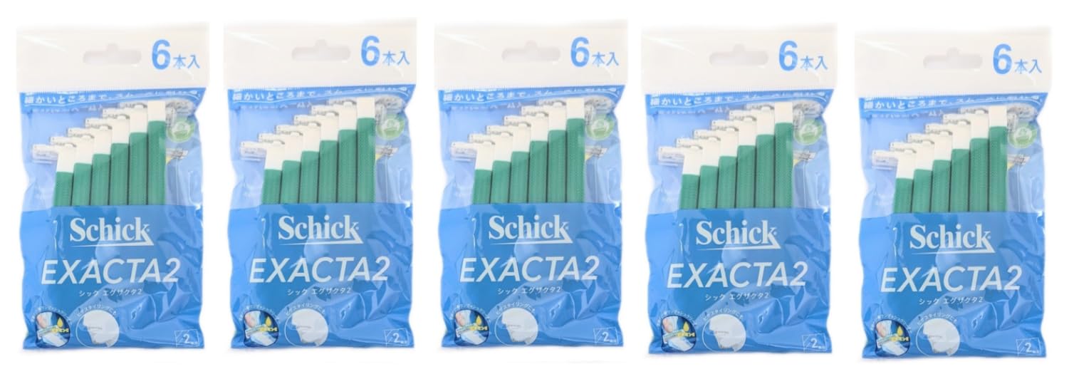 

Schick EXACTA2 Fixed Disposable Pack of 6 2-Blade Razors, (5) зелёный