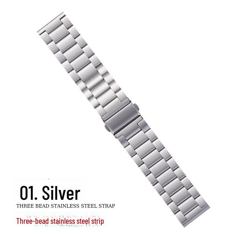 Kompatibles Dreiperlen-Stahlarmband für Apple Watch, iWatch, Samsung und Huawei Smartwatches.