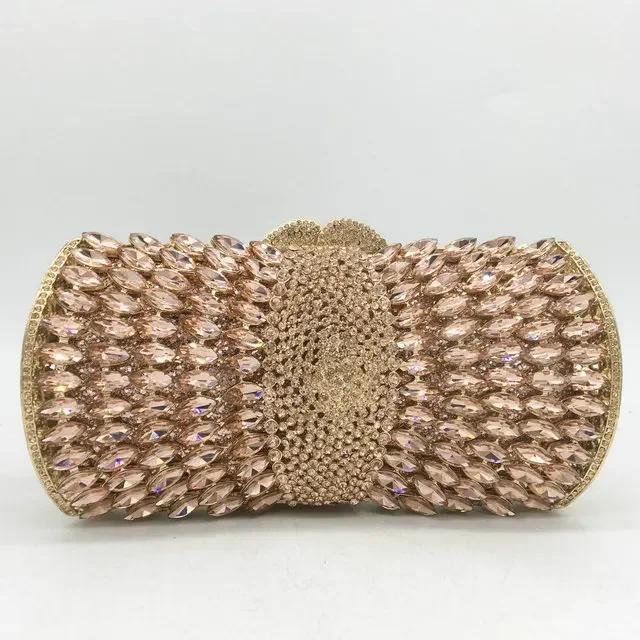 

Boutique De FGG Elegant Purple Clutch Purses for Women, Formal Rhinestones Evening Bags with Spikes, Wedding Crystal Clutch Bag Mini Size