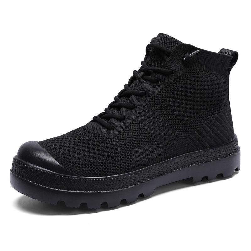 

Summer mesh breathable lightweight high-top tooling shoes couple fly-woven socks mesh shoes men s and women s trendy shoes 35