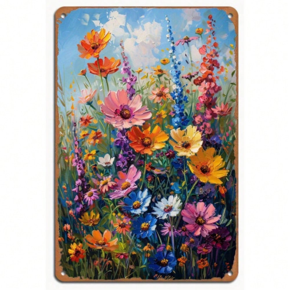 

Vintage Floral Metal Wall Art Handmade Rustic Home Decor 20x30