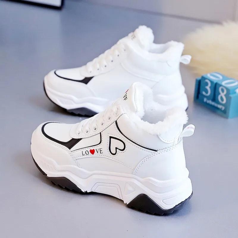 Fashion Comemore Woman Plush Warm Winter Sneakers Women High Top Sneakers Zapatillas Mujer 2025 Casual Lace Up Female Platform Shoes 40