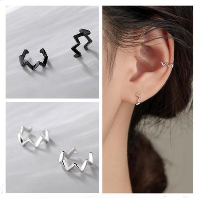 Fashion Wave Earrings Clip for Women Jewelry Trendy S925 Sterling Silver Earring Girl None Hole Ear Accessories Female Lady Gift