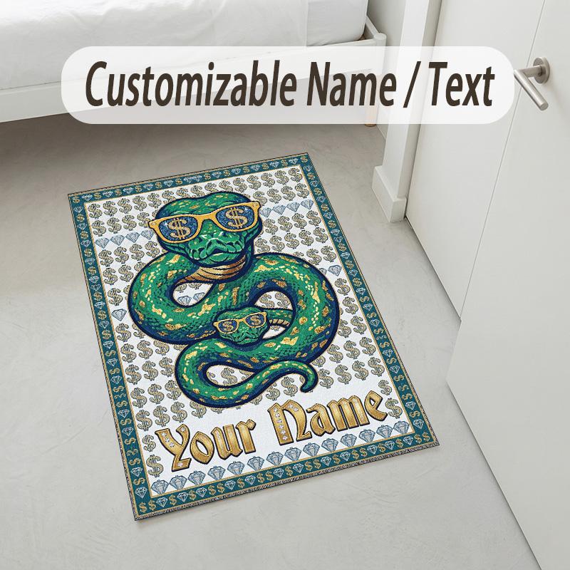 Snack Jar Theme Soft Crystal Velvet Rug Custom Name & Text Print Non Slip Floor Rug for Bedroom Living Room
