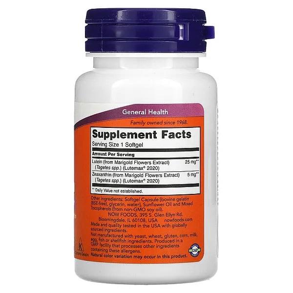 Now Foods LUTEIN & ZEAXANTHIN 25 Mg/5 Mg., 60 SGELS