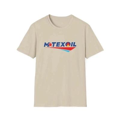 T-shirt Landman M-Tex Oil logo Fort Worth Tx | Compagnia Petrolifera Stile Vintage Colore Sabbia