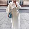 European And American Winter New Retro Court, ,sleeved Large Lapel Woolen Coat And Long Overcoat