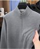 Men's 48-Count Double-Strand Wool Silk 16-Gauge Zipper Sweater Coat, Warm Thickened Knit Cardigan for Autumn/Winter