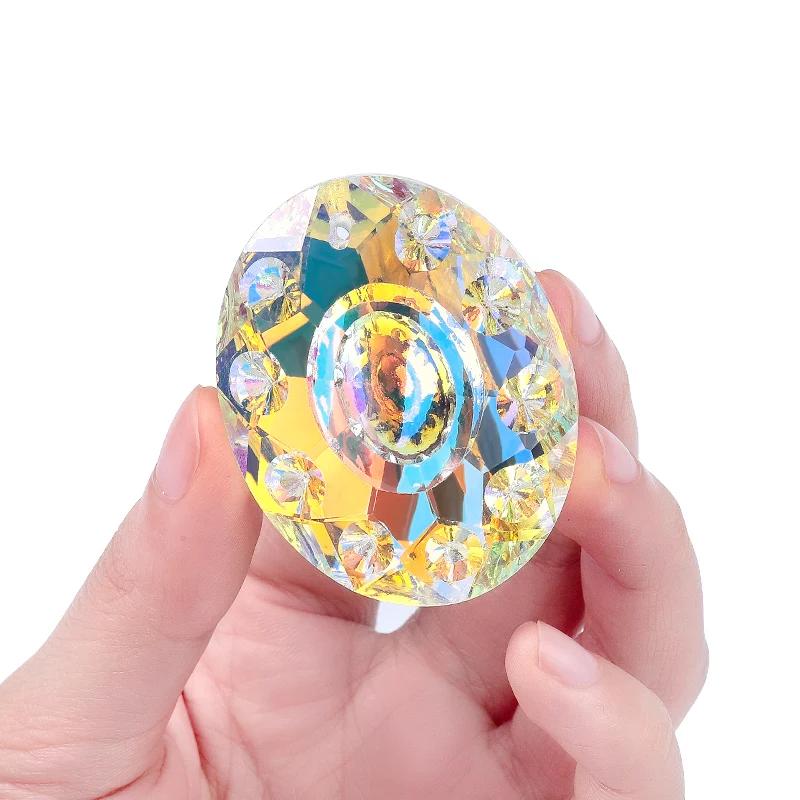 Crystal Glass Prism Pendants AB Color Hanging Suncatcher Accessories Rainbow Maker Ornament Crystal Chandelier Parts 10 Shapes