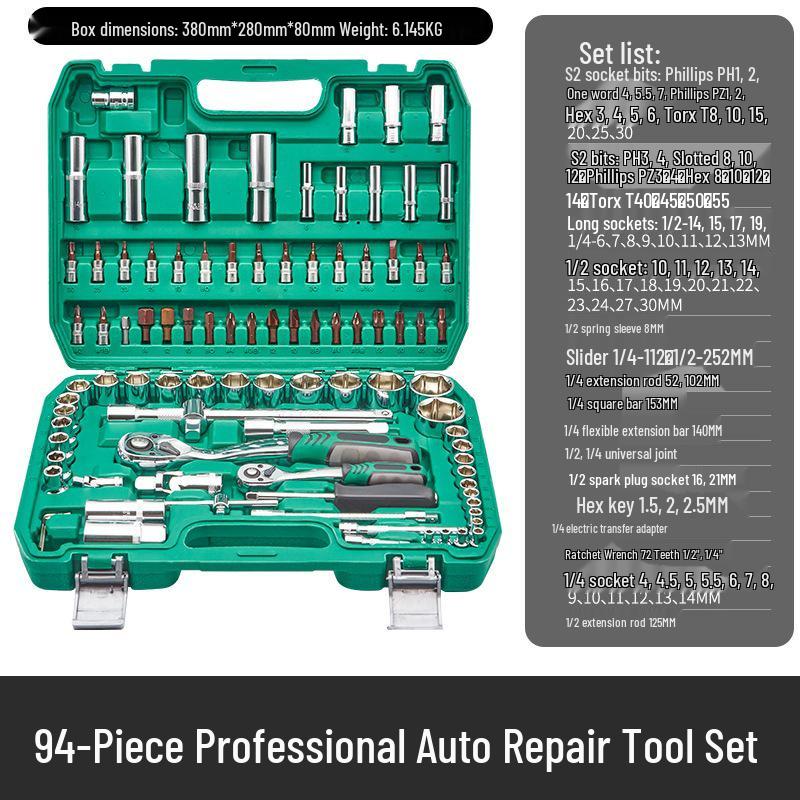 Car Repair Socket Wrench and Ratchet Set - Comprehensive Auto Repair and Maintenance Tool Set