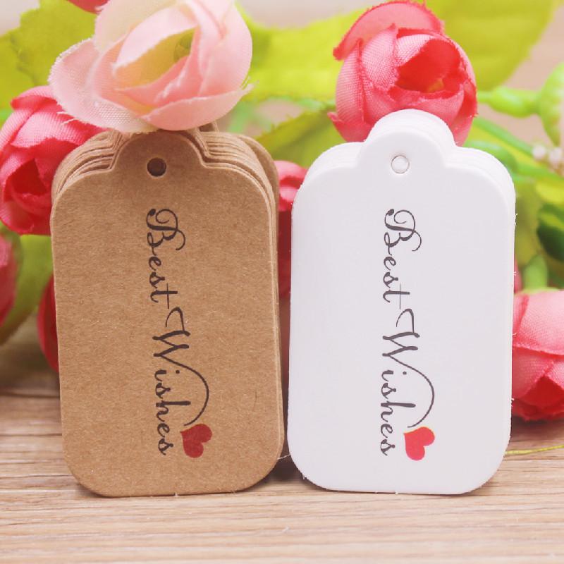 

100 шт. подарочных этикеток из крафт-бумаги коричневого/белого цвета размером 3x5 см с веревкой 20 м для свадеб, детских праздников, рождественских этикеток, декора вечеринок kraft