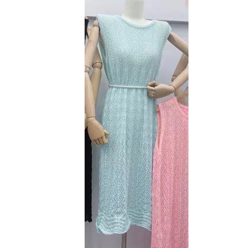 Fashion Knitted Cardigan Sleeveless Lace Dress Retro Hollow Out Sun Protection Women Cross Covers Up Summer Elegant Top Thin Korean Shirt Clothing