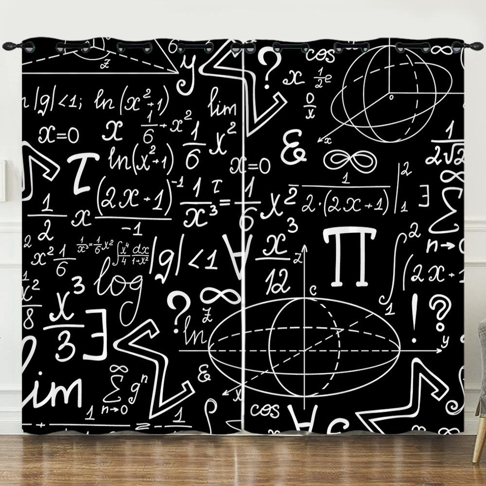 Zasłona Geometryczna Wzór Liczbowy Drukowanie Cyfrowe 3D Zasłona zaciemniająca Przelotki