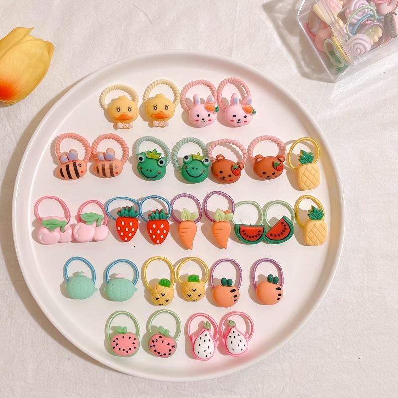 10-30PCS/Set, Cute Cartoon Animals, Hair Bands, Girls, Elastic Rubber Band, Headwear, Hair Accessories