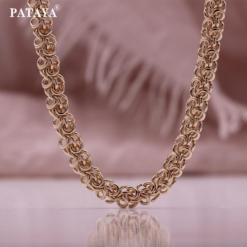 PATAYA Colar com pulseira estilo vintage de artesanato italiano em ouro rosa