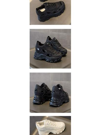 Damen 2025 Vielseitige Schlankmachende Sportliche Dad-Schuhe - Schwarz, 8cm, Kleine Größe