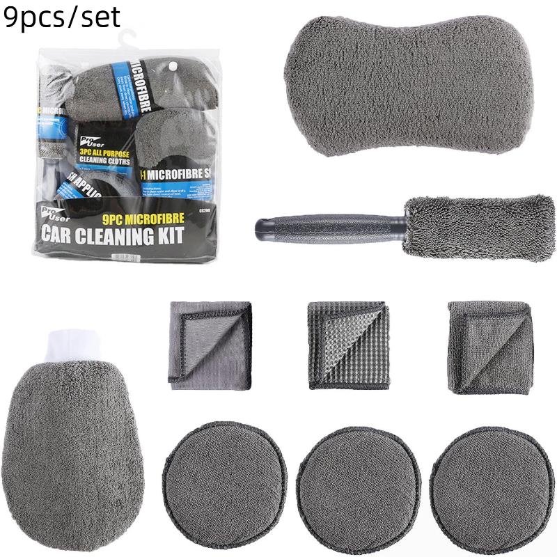 9/11-teiliges Autoreinigungs-Werkzeugset Auto-Detailing-Set Reifenbürste Poliertuch Waschsponge Mikrofaser-Reinigungshandschuh Handtücher