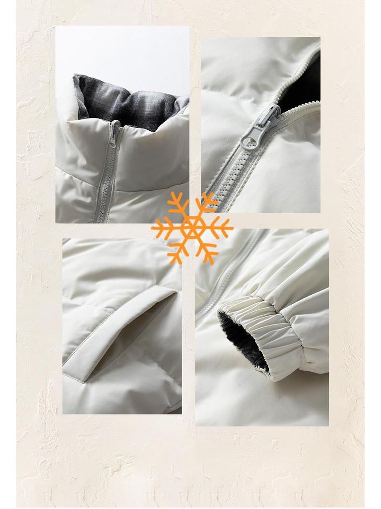 2025 Men's Water-Repellent Winter Down Jacket, Warm Stand Collar, Double-Sided Plaid Puffer