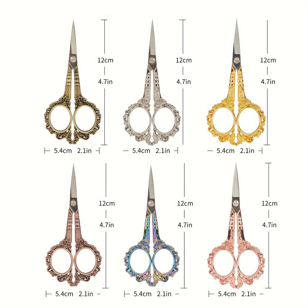 Vintage Embroidery Scissors For Women's Eyebrows And Eyelashes, With A 4.7-inch Petal Design. Sharp Fabric Cutting Scissors, Stainless Steel Nose