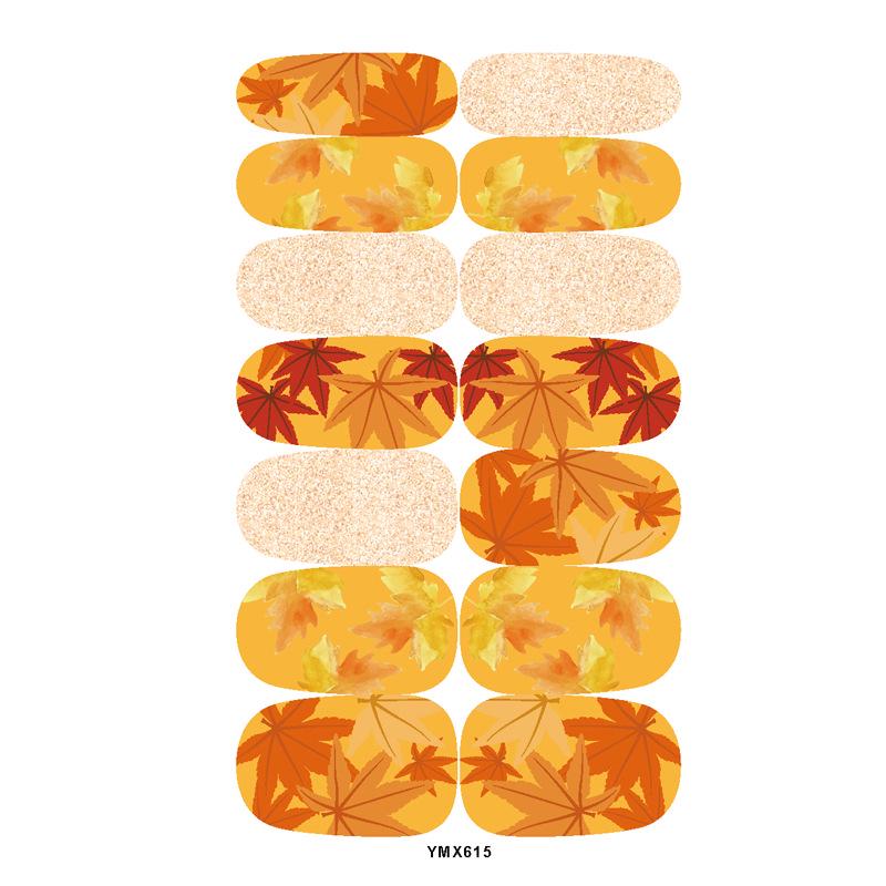Autumn Maple Leaf Full Cover Waterproof Nail Art Stickers - Japanese Style Floral Design