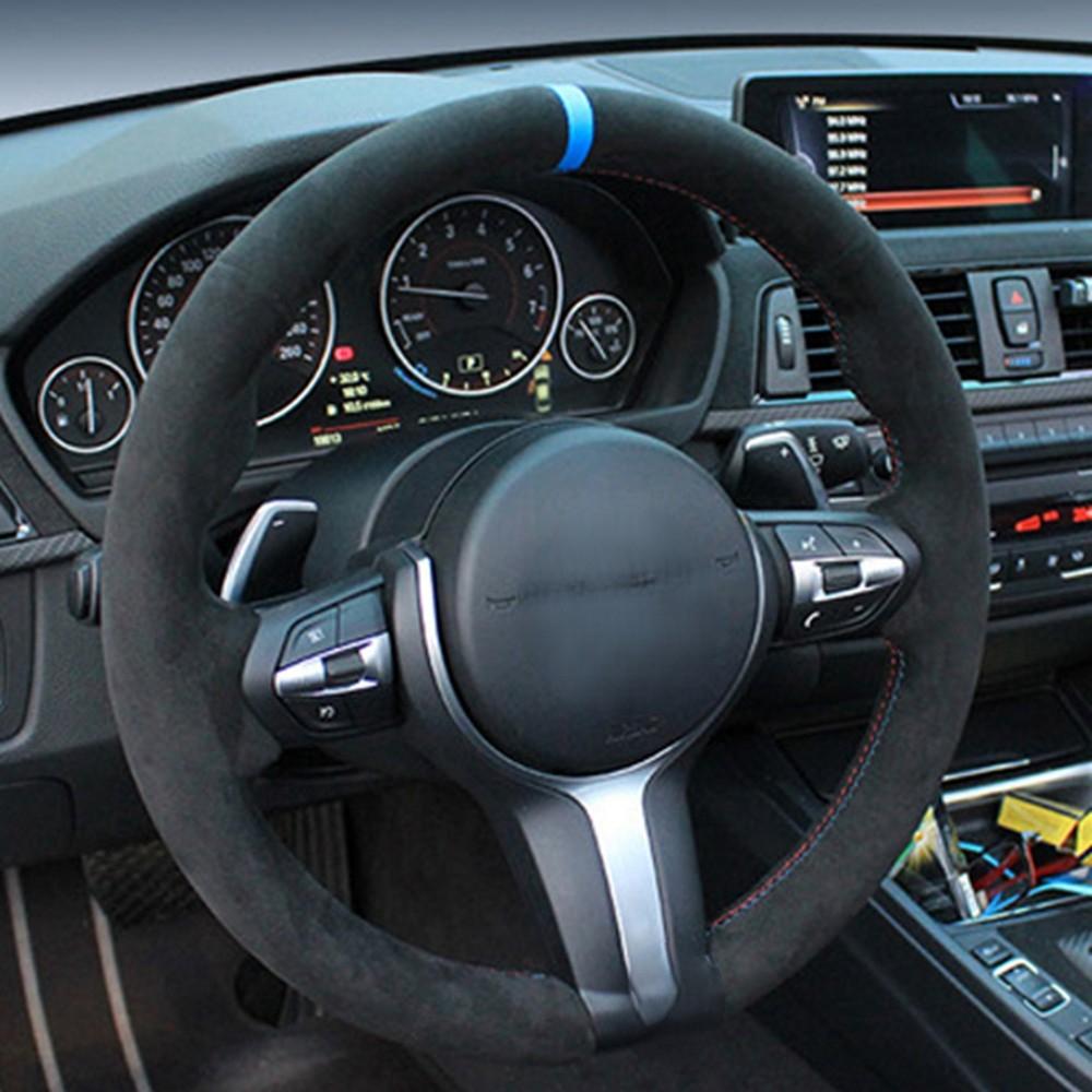 Car Steering Wheel Cover Black Suede Leather For Bmw F87 M2 F80 M3 F82 M4 M5 F12 F13 M6 F85 X5 M F86 F33 X6 M F30 M Sport