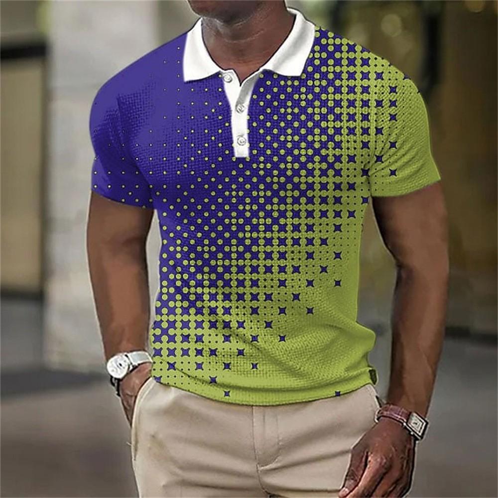 Independent Station Men'S Short Sleeve Polo Shirt 3D Digital Printing Casual Trend Lapel Shirt