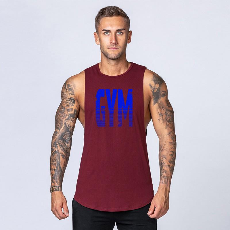 Muscleguys Letters Printing Graphic Singlets Mens Sleeveless Summer Causal Gym Workout Vest
