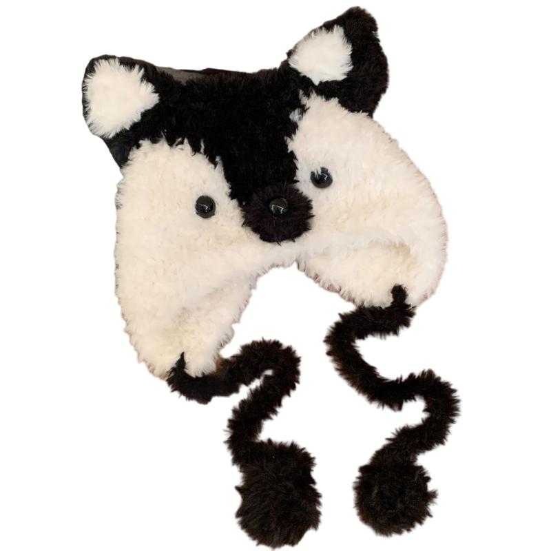 

Leopard Print Bear Ear Cap For Children Plush Winter Hat Fashion Soft Animal Ear Winter Accessory чорний