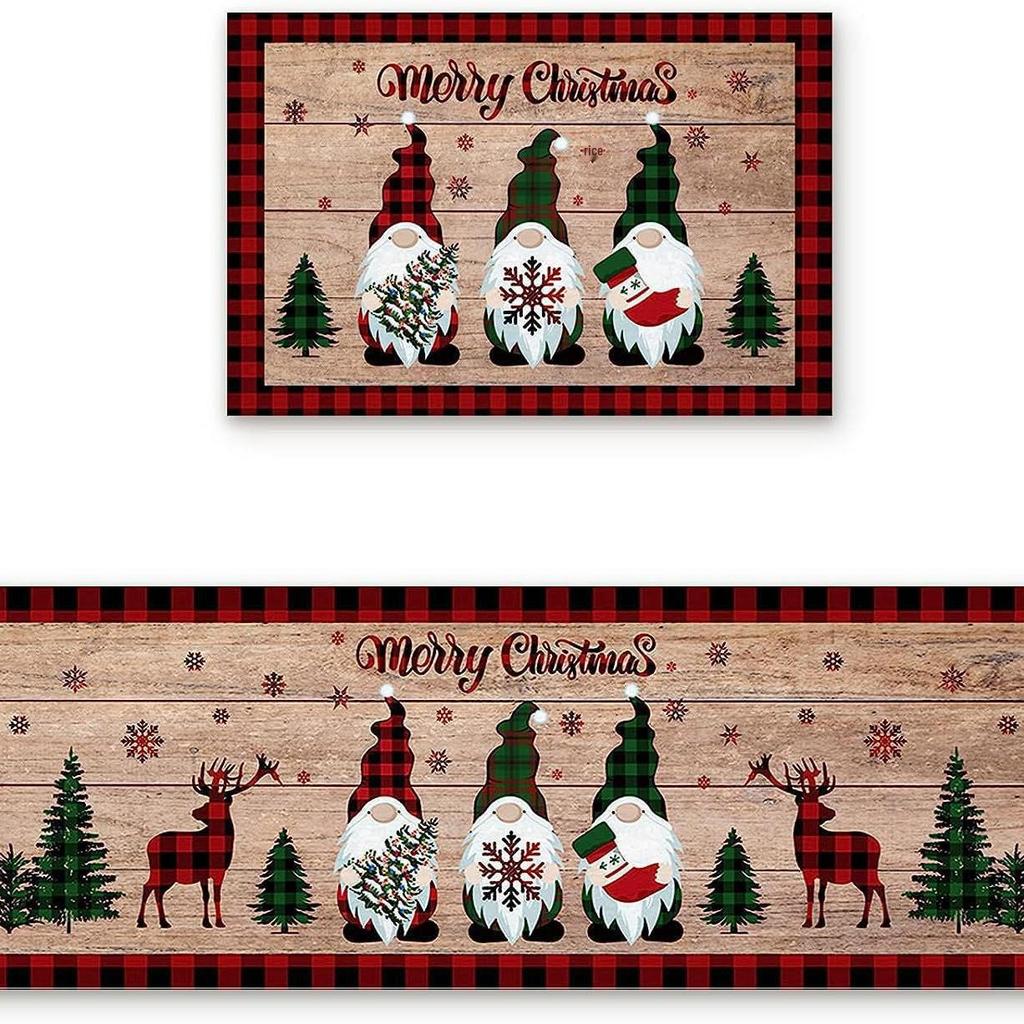 Cross-border Christmas Holiday Anti-Slip, Dirt-Resistant Kitchen Floor Mats – Long, Oil-Absorbing, Decorative Door Foot Mats