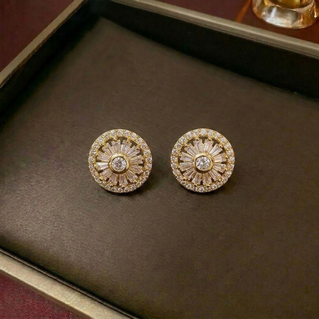 Women's Fashion Necklace & Bracelet Set: Flower Pendant, Diamond Bauhinia Earrings