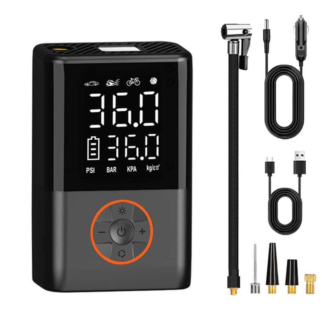 Tire Inflator Portable Compressor Cordless Bike With Digital Values Display, 150 PSI Car Tires With LED Lights For Cars, Motorcycles