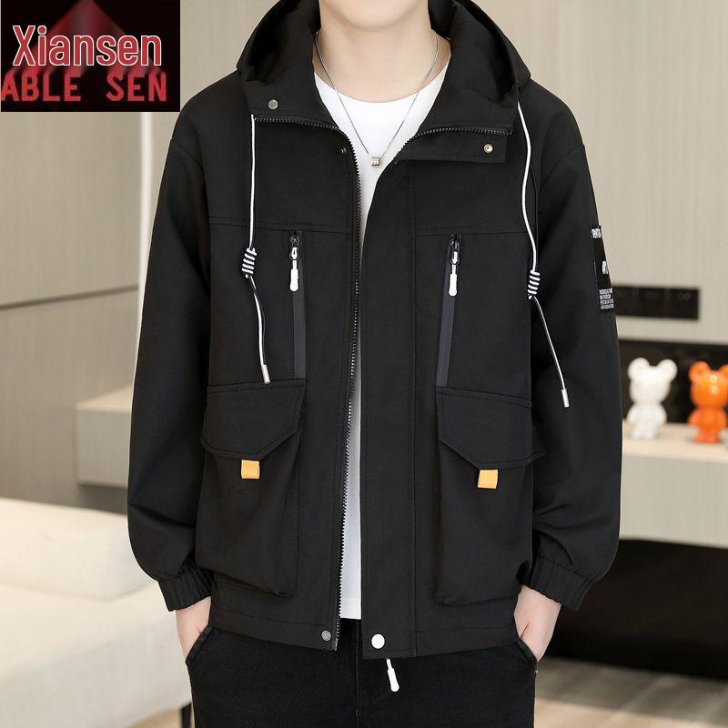 Stilvolle Kapuzenjacke im koreanischen Stil für Herren – Trendige lässige Übergangsjacke für Frühling/Herbst