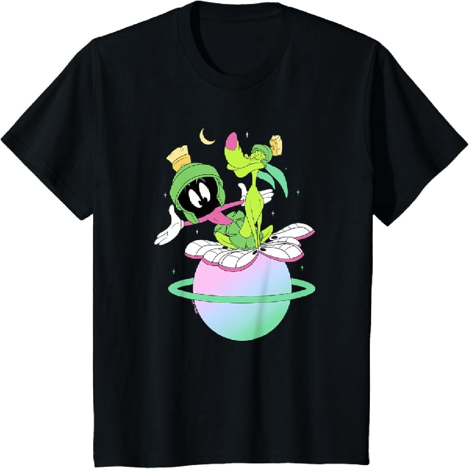 Looney Tunes Детская футболка с неоновым портретом Марвина Завоевателя и К-9 S
