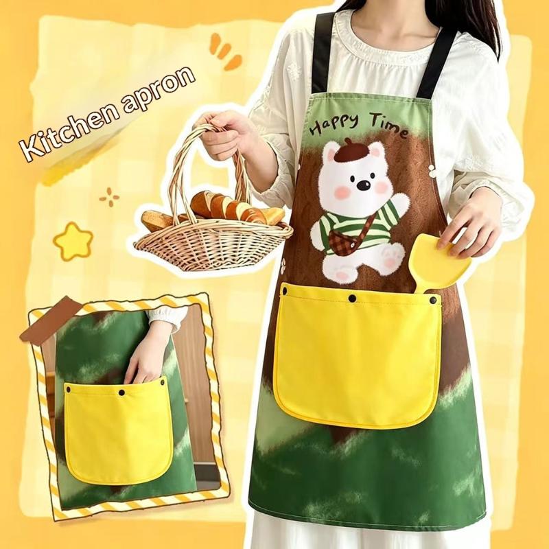 Cute Cartoon Cat Dog Apron With Large Wipe Hand Pocket Waterproof Sleeveless Bib Apron For Kitchen Cooking Household Cleaning
