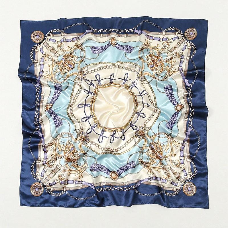 90x90CM Square Scarf New Luxury Design Popular Silk Style The Four Seasons Scarves Women Sunscreen Beach Kerchief Hijab