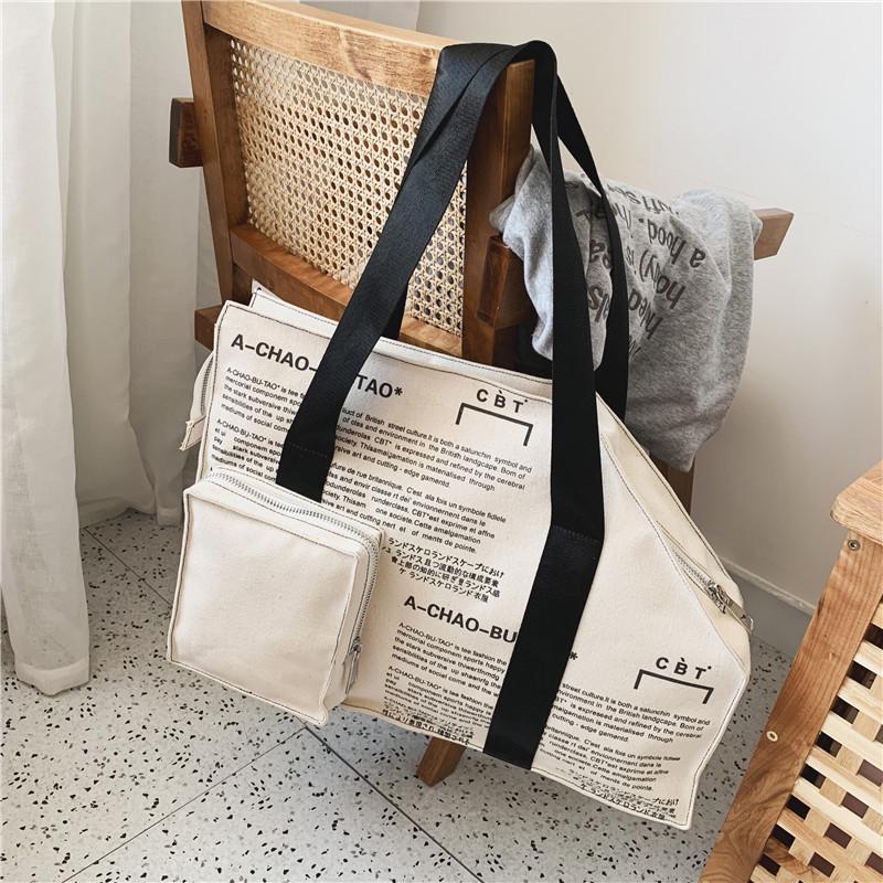 Large Capacity Tooling Canvas Shoulder Bag Men and Girls Hip-hop Bag Handbag Women