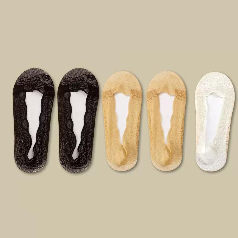 Socken Damen Haussocken Unsichtbare Bootssocken Netzspitze Dünn Kurz Rutschfest Kühl Sexy Atmungsaktiv